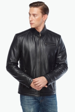 Jumbo Genuine Leather Men's Coat Black