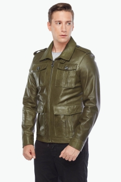 Ares Genuine Leather Men's Leather Jacket Green