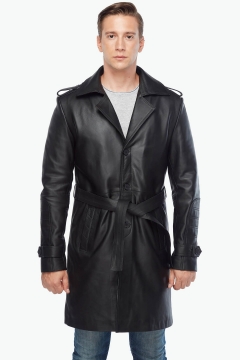 Matrix Genuine Leather Men's Topcoat Black