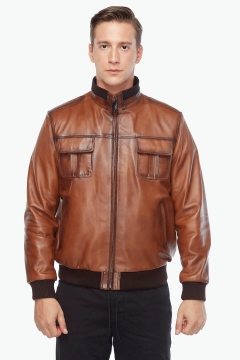 Piotre Tan Genuine Leather Coat