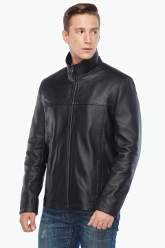 Korpium Men's Black Leather Jacket