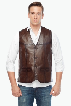 Titan Men's Leather Vest Chestnut