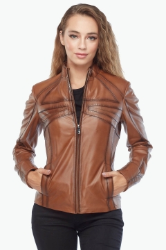 Cinzia Tan Leather Jacket
