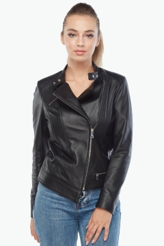 Francesca Genuine Women's Leather Jacket Black