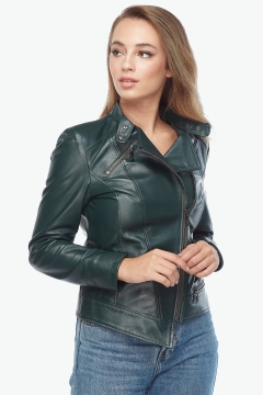 Francesca Genuine Women's Leather Jacket Green