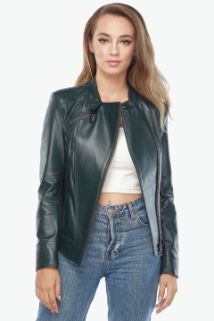 Francesca Genuine Women's Leather Jacket Green