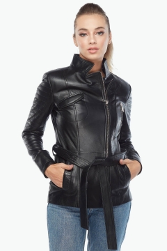 Gia Women's Genuine Leather Coat Black