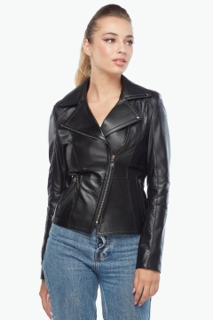 Sport Genuine Leather Women's Coat Black