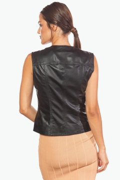 Genuine Leather Women's Leather Vest Black