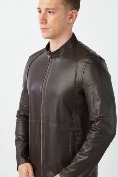 Double Sided Brown Unlined Men Genuine Leather Jacket
