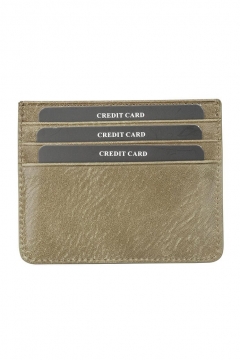 Genuine Leather Mini Card Holder Khaki