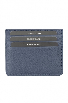 Genuine Leather Mini Card Holder Navy Blue