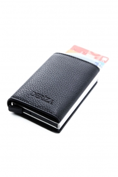 Genuine Leather Mechanical Card Holder Wallet Black