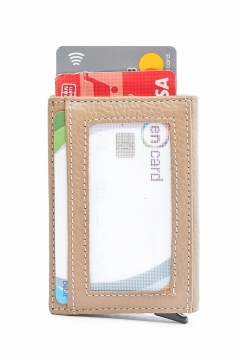 Genuine Leather Mechanical Card Holder Wallet Mink