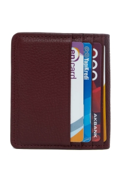 Genuine Leather Mahsa Card Holder Wallet Claret Red