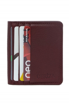 Genuine Leather Mahsa Card Holder Wallet Claret Red