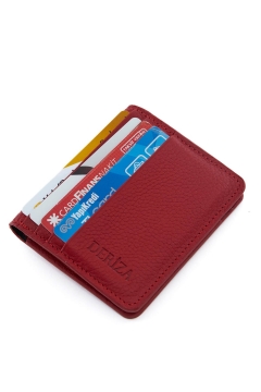 Genuine Leather Mahsa Card Holder Wallet Red