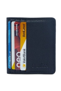 Genuine Leather Mahsa Card Holder Wallet Navy Blue