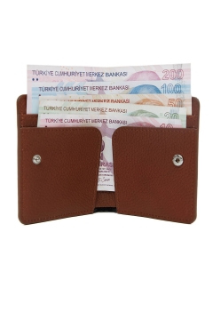 Genuine Leather Mahsa Card Holder Wallet Tabacco