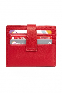 Card Holder Wallet Genuine Leather Red