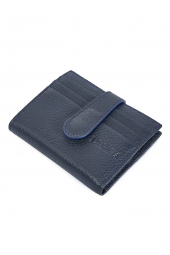 Card Holder Wallet Genuine Leather Navy Blue