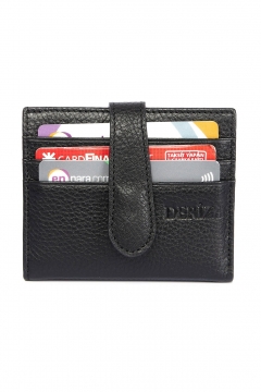 Card Holder Wallet Genuine Leather Black