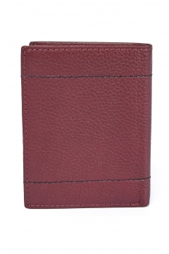 Upright Genuine Leather Men's Mini Wallet Claret Red