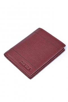 Upright Genuine Leather Men's Mini Wallet Claret Red