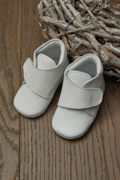 Genuine Leather Velcro Baby Boots White